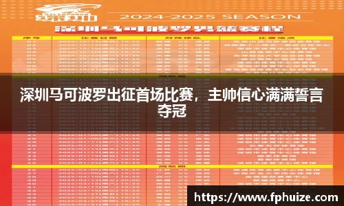 深圳马可波罗出征首场比赛，主帅信心满满誓言夺冠